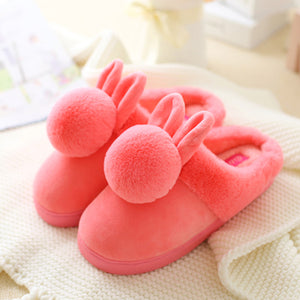 Women shoes Pink Slippers Women and men Cotton Slippers In Winter House Lovely Rabbit Indoor Slippers Pregnant Woman
