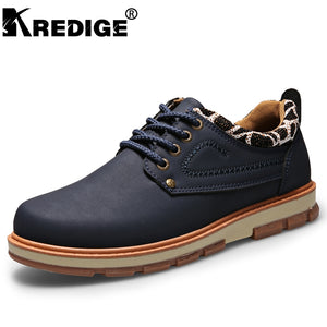 KREDIGE Men derby dress shoes casual formal shoes male work safety leather shoes British breathable board shoes lace-up footwear