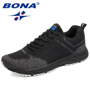 BONA New Arrival Popular Style Men Running Shoes Outdoor Walking Comfortable Sneakers Lace Up Cow Leather Athletic Shoes For Men