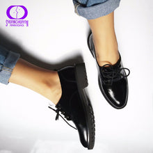 Flats British Style Oxford Shoes Women Spring Soft Leather Oxfords Flat Heel Casual Shoes Lace Up Womens Shoes Retro Brogues