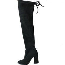 QUTAA 2017 NEW Sucrb Leather  Women Over The Knee Boots  Lace Up Sexy  Hoof  Heels Women Shoes  Soild Winter Warm  Size 34-43