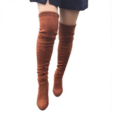 Top Faux Suede Women Thigh High Boots Stretch Slim Sexy Fashion Over the Knee Boots Female Shoes High Heels Black Gray Wine Nude