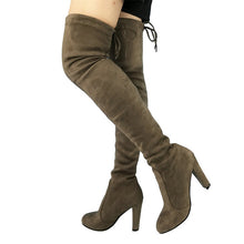 Top Faux Suede Women Thigh High Boots Stretch Slim Sexy Fashion Over the Knee Boots Female Shoes High Heels Black Gray Wine Nude