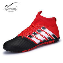 Aptesol Brand 2017 TF Football Shoes High Ankle Mens Kids Training Soccer Boots Non-slip Soccer Shoes High Top Soccer Cleats