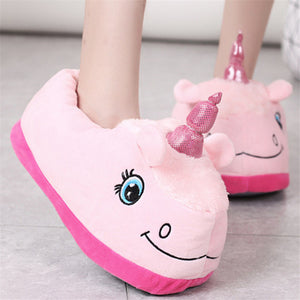 Lovely Cartoon Home Slippers For Men&Women Warm Soft PP Cotton Plush Indoor Unicorn House Shoes unicornio licorne Fit Cosplay