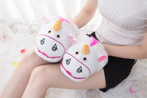 Lovely Cartoon Home Slippers For Men&Women Warm Soft PP Cotton Plush Indoor Unicorn House Shoes unicornio licorne Fit Cosplay