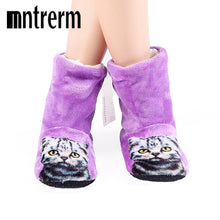 Mntrerm Brand Women Cute 3D Cat Print Slippers Beach Thick warm Winter Slippers Zapatos Mujer Home Indoor Plush Flat With Shoes