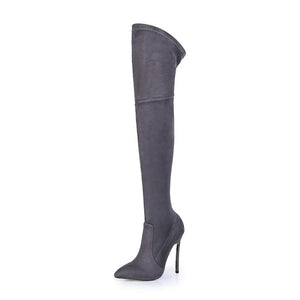 Rumbidzo 2017 Autumn Winter Women Boots Stretch Slim Thigh High Boots Fashion Over the Knee Boots High Heels Shoes Woman Sapatos