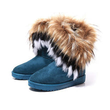 KUYUPP Women Flat Ankle Snow Boots Fur Boots Winter Warm Snow Shoes Round-toe Female Flock Leather Women Shoes DX910