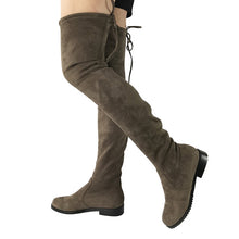 Thigh High Flat Boots Women Over the Knee Boots Comfort Fall Winter Faux Suede Boots Fashion Shoes Woman Black Dark Gray Wine
