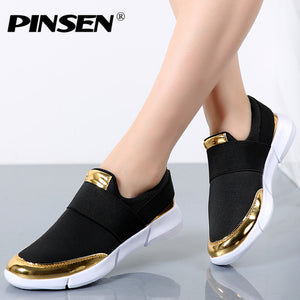 PINSEN Brand Women Casual loafers Breathable Summer Flat Shoes Woman Slip on Casual Shoes New Zapatillas Flats Shoes Size 35-42