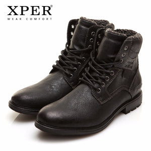 Men Winter Boots Big Size 41-46 Warm Comfortable Working Safety 2017 Winter Lace-Up Zipper Men Shoes Brand XPER #XHY12509BL