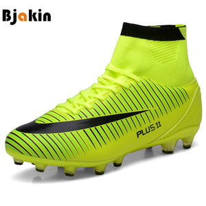 Bjakin New Adults Men's Outdoor Soccer Cleats Shoes High Top TF/FG Football Boots Training Sports Sneakers Shoes Plus Size 35-46