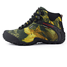 Bjakin Waterproof Men Hiking Shoes High Top Canvas Fishing Shoes Mountain Climbing Boots High Quality Hunting Sneakers Khaki