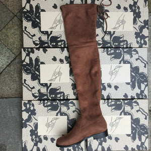 Thigh High Boots Female Winter Boots Women Over the Knee Boots Flat Stretch Sexy Fashion Shoes 2017 Black Dark Gray Wine Brown