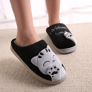 Women Winter Home Slippers Cartoon Cat Home Shoes Non-slip Soft Winter Warm Slippers Indoor Bedroom Loves Couple Floor Shoes