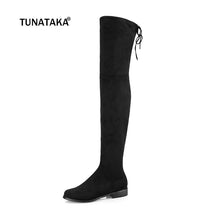 Thigh High Boots Female Winter Boots Women Over the Knee Boots Flat Stretch Sexy Fashion Shoes 2017 Black Dark Gray Wine Brown