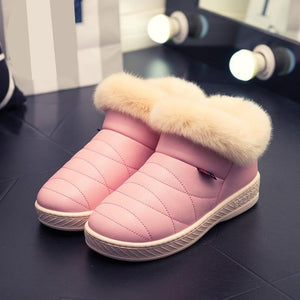 Women Cotton Boots Waterproof Winter Warm Fur Ankle Boots Couple Thick Soled Warm Shoes Woman Flats Botas Mujer Zapatos