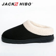 JACKSHIBO Mens Plush Fleece Lined Slippers Memory Foam Clog Comfortable House Indoor Slippers Winter Mens Fur Slides Size 8-10