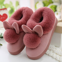 HUANQIU 2017 Lovely Rabbit ears Soft Home Slippers Cotton Warm Women's Winter Slippers Casual Indoor Slippers In 4 colors PP25