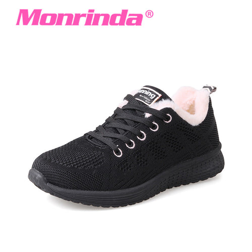 New Style Winter Sneakers For Women Thermal Sport Shoes Woman Lightweight Super Warm Running Shoes Comfortable Black Sneaker