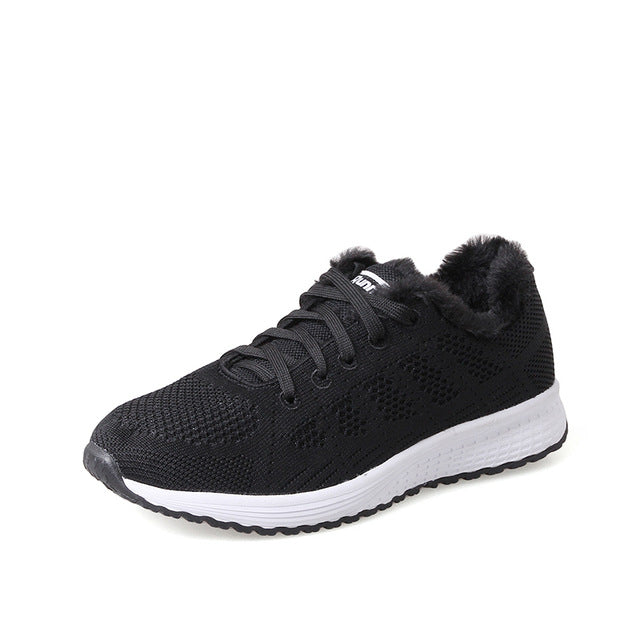 New Style Winter Sneakers For Women Thermal Sport Shoes Woman Lightweight Super Warm Running Shoes Comfortable Black Sneaker