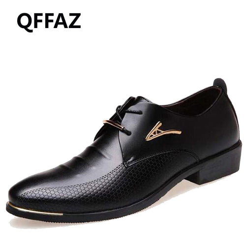 QFFAZ New Fashion Wedding Shoes Men Pointed Toe Oxfords Man Dress Leather Shoes Formal Zapatos Hombre Big size 38-48