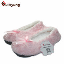 Suihyung Winter Warm Home Women Slippers Cotton Shoes Plush Female Floor Shoes Bowknot Fleece Indoor Shoes Woman Bedroom Slipper