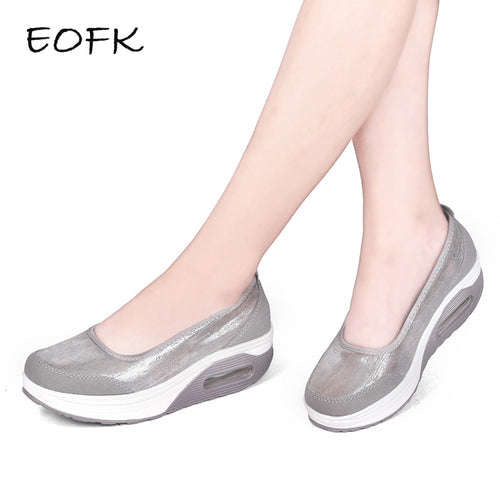 EOFK Women Flat Platform Shoes Woman Moccasin zapatos mujer Women's Platform Slip On For Ladies Shoes Casual Flats Moccasins