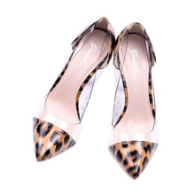 GENSHUO Women Pumps 2018 Transparent 11cm High Heels Sexy Pointed Toe Slip-on Wedding Party Shoes For Lady Size 41 42 Leopard