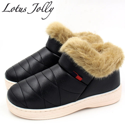 Women Snow Boots Winter Warm Fur Ankle Boots Couple Thick Sole Cotton Shoes Woman Flats Waterproof Anti-skid Botas Mujer Zapatos