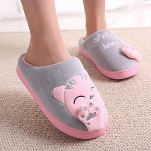 Women Home Slippers Warm Cat Winter Warm Shoes Comfort Home Shoes For Women Plus Indoor Shoes Fur Slippers