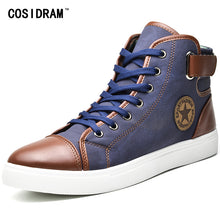 COSIDRAM Fashion High Top Men Shoes Canvas Men Casual Shoes For Autumn Winter Male Footwear Patchwork Plus Size 45 46 47 RMC-165