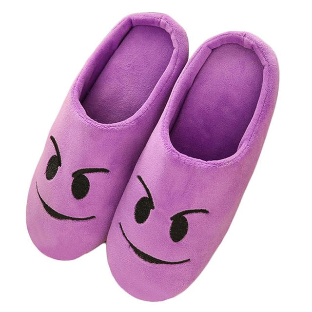 Senza Fretta Women Shoes New Winter Warm Slippers Indoor Floor Slippers Non-slip Soft Home Slippers Women Funny Emoji Slippers
