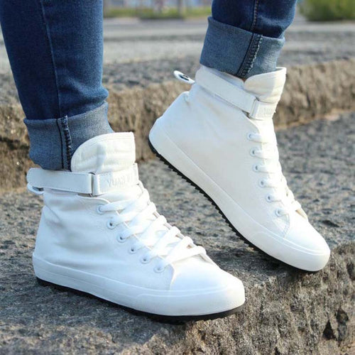 New Spring/Summer Men Casual Shoes Breathable Black High-top Lace-up Canvas Shoes Espadrilles 2018 Fashion White Men Shoes Flat