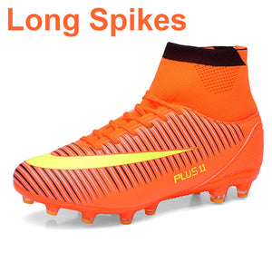 LUONTNOR Professional Mens Football Boots High Ankle Cleats Soccer Shoes Training Football Ankle Boots Long Spikes Big Size 46