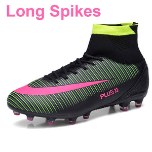 LUONTNOR Professional Mens Football Boots High Ankle Cleats Soccer Shoes Training Football Ankle Boots Long Spikes Big Size 46