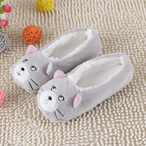 2018 New Warm Flats Soft Sole Women Indoor Floor Slippers/Shoes Animal Shape White Gray Cows Pink Flannel Home Slippers 6 Color