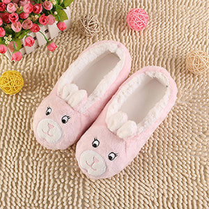 2018 New Warm Flats Soft Sole Women Indoor Floor Slippers/Shoes Animal Shape White Gray Cows Pink Flannel Home Slippers 6 Color