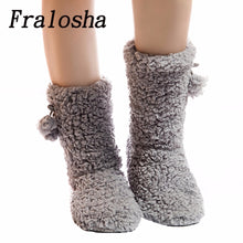 FRALOSHA Dropshipping Thick Plush Warm Indoor slippers  Women's Cotton-padded Shoes Non-slip Soft Bottom Home Shoes slippers