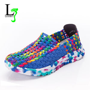 Women Shoes Summer Flat Female Loafers Women Casual Flats Woven Shoes Sneakers Slip On Colorful Shoe Mujer Plus Size 41