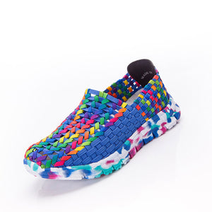 Women Shoes Summer Flat Female Loafers Women Casual Flats Woven Shoes Sneakers Slip On Colorful Shoe Mujer Plus Size 41