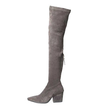 2017 Hot Women Boots Winter over knee long boots fashion boots heels spring quality suede comfort square heels plus size ALF516