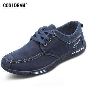 COSIDRAM Canvas Men Shoes Denim Lace-Up Men Casual Shoes New 2017 Plimsolls Breathable Male Footwear Spring Autumn RME-252