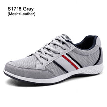 SUROM Summer Men's Shoes Breathable Leather Mesh Casual Shoes Men Luxury Brand Fashion Footwear Spring Autumn Shoes Sneakers Men