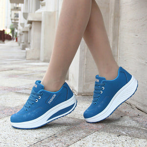 2018 Hot Sale Women Sport Running Shoes Breathable Non Slip Thick Bottom Ladies Wedges Running Outdoor Sneakers