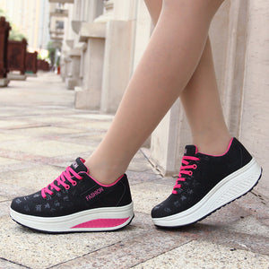 Woman Sport Shoes 2018 New Arrival Breathable Non Slip Thick Bottom Running Wedges Outdoor Sneakers