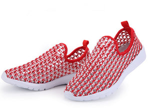 BEANNHUA 2017 new hollow fabric shoes female fly net air sports and leisure increased thick soled running shoes